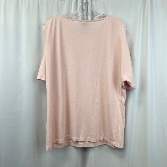 Chico’s Women’s Cold Shoulder Short Sleeve Top Embellished Shoulder Pink Large - Picture 7 of 9